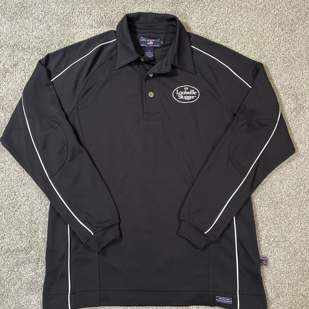Louisville Slugger 125 Polo Shirt Men's‎ Small Black Long Sleeve Pro Celebrity
